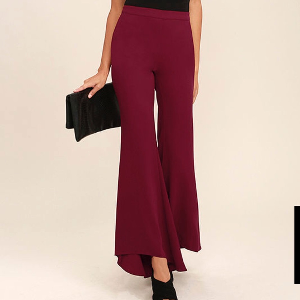 Lulus Wide Leg Red Wine Pant